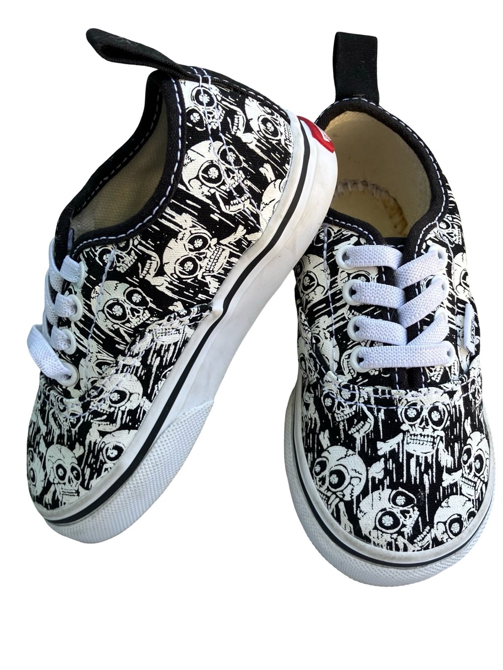 Vans Toddler Size 7 Shoes Biker Glow Skull Drip Print Skater Vans Elastic Laces